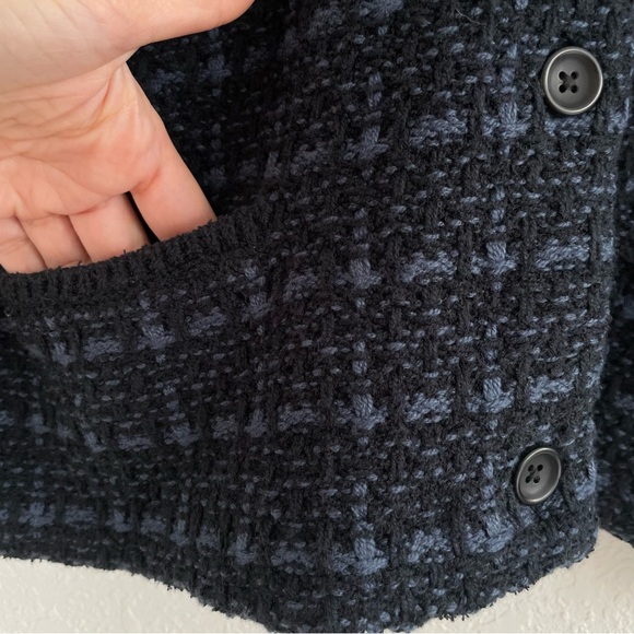 Uniqlo Knitted Short Jacket Blue Black Textured Size XL - Picture 7 of 14